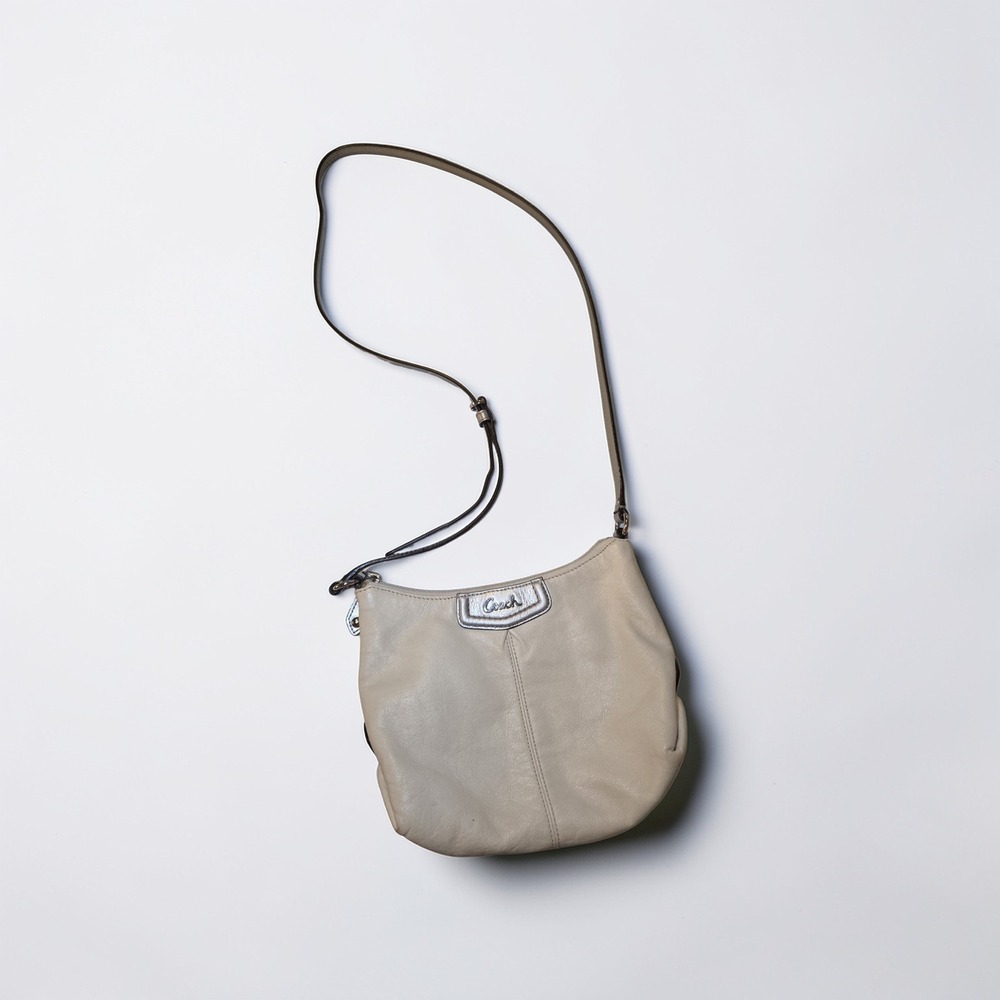 Coach Pebbled Leather Crossbody Bag in Light Gray - Picture 9 of 10